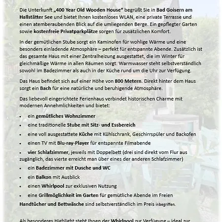 別荘 400 Year Old Wooden House バート・ゴイーザーン